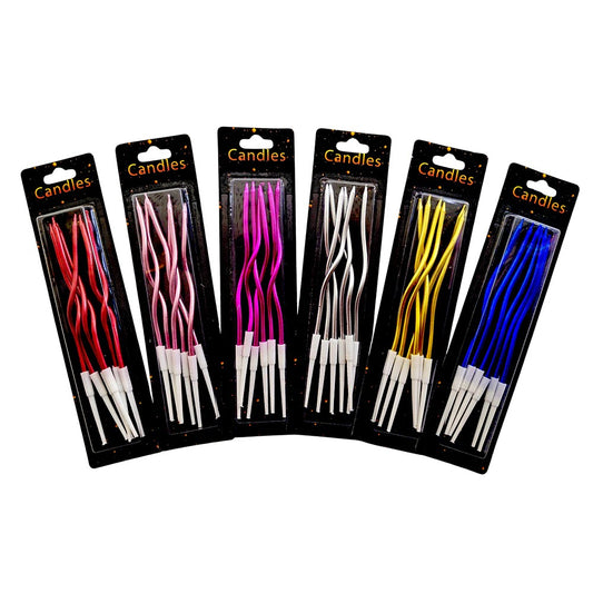 Curved Cake Candles | Pack of 6 | Decorative Cake Toppers for Birthdays, Weddings & Celebrations ( Random Color)