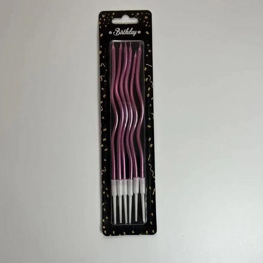 Curved Cake Candles | Pack of 6 | Decorative Cake Toppers for Birthdays, Weddings & Celebrations ( Random Color)