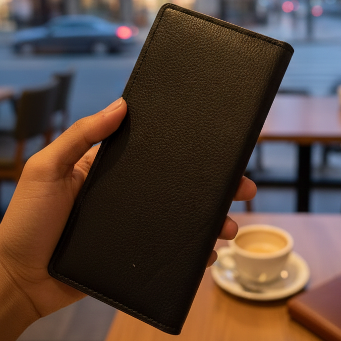 Kangaroo Long Wallet Providing Durable Quality Comfortable Use Reliable Performance Practical Organization - Black