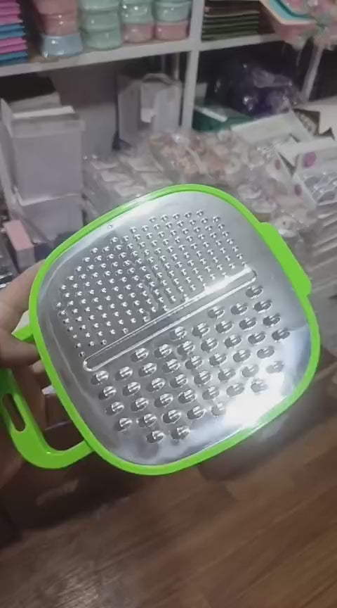 3-in-1 Cheese Grater with Storage Container, 3 Blades, Non-Stick Coating, Fruit & Vegetable Slicer Peeler-1Pc